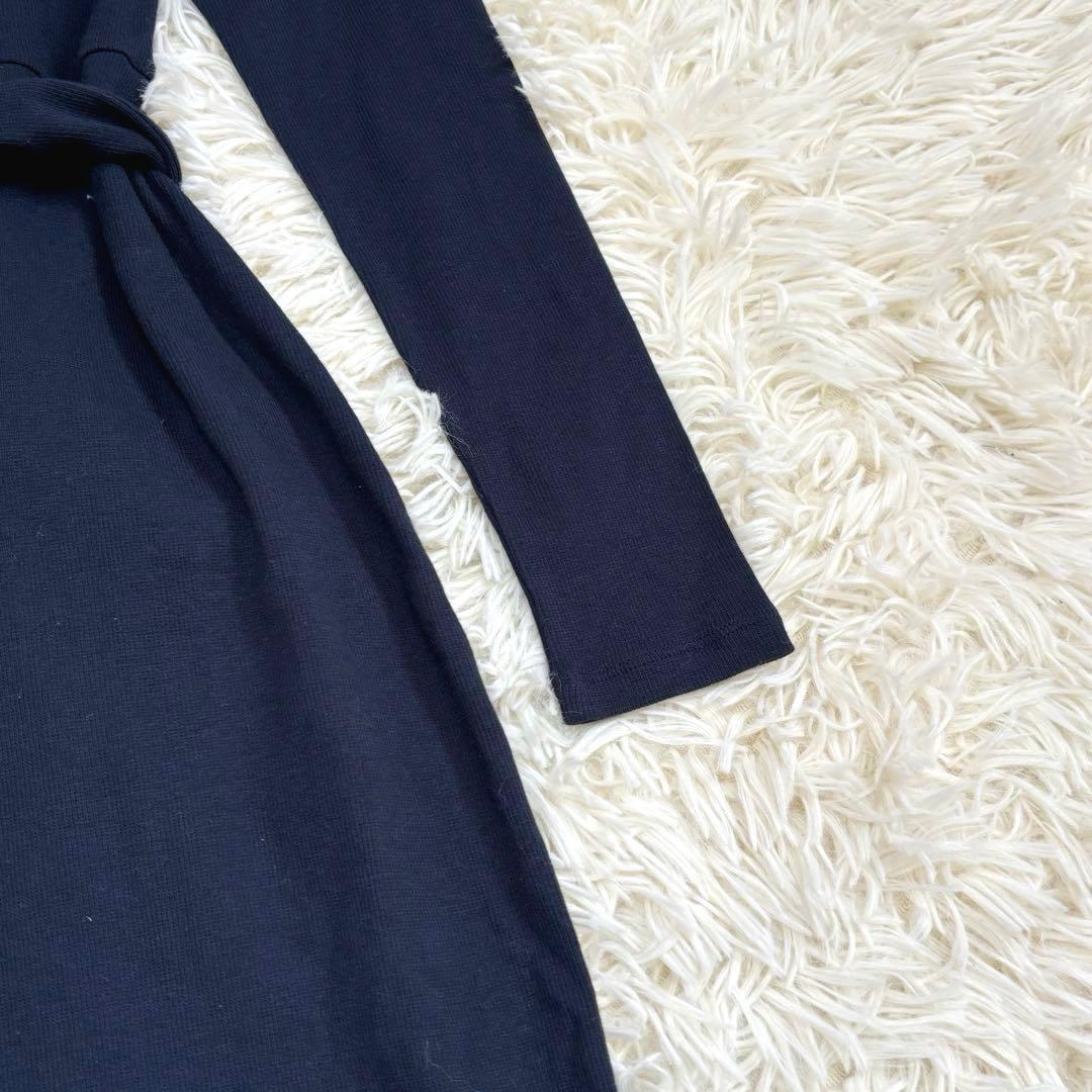【美品】ローレンラルフローレン ベルテッド リブニット ドレス ネイビー XS