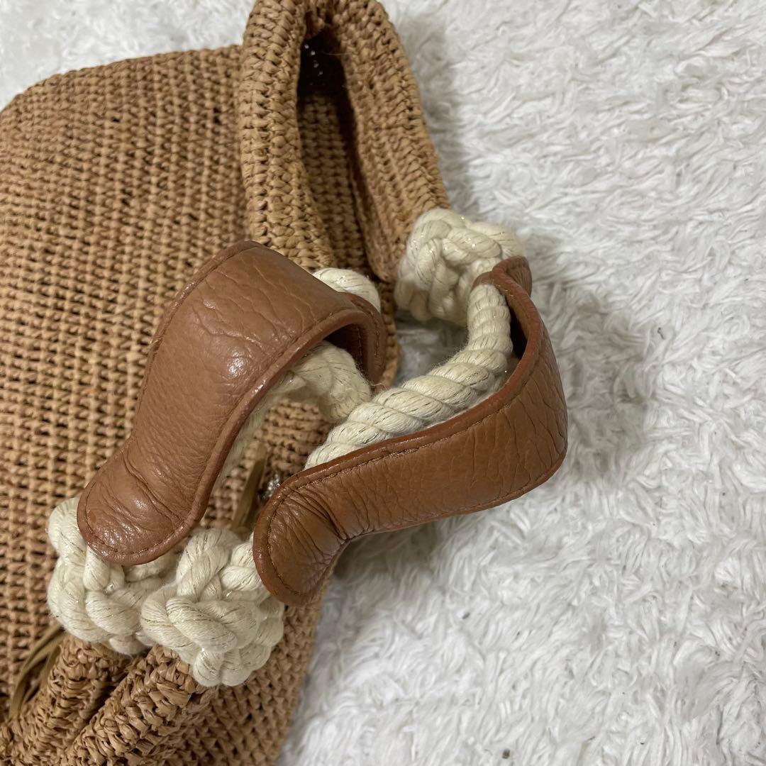 ヘレンカミンスキー 籠バッグ　レザー　ラフィア