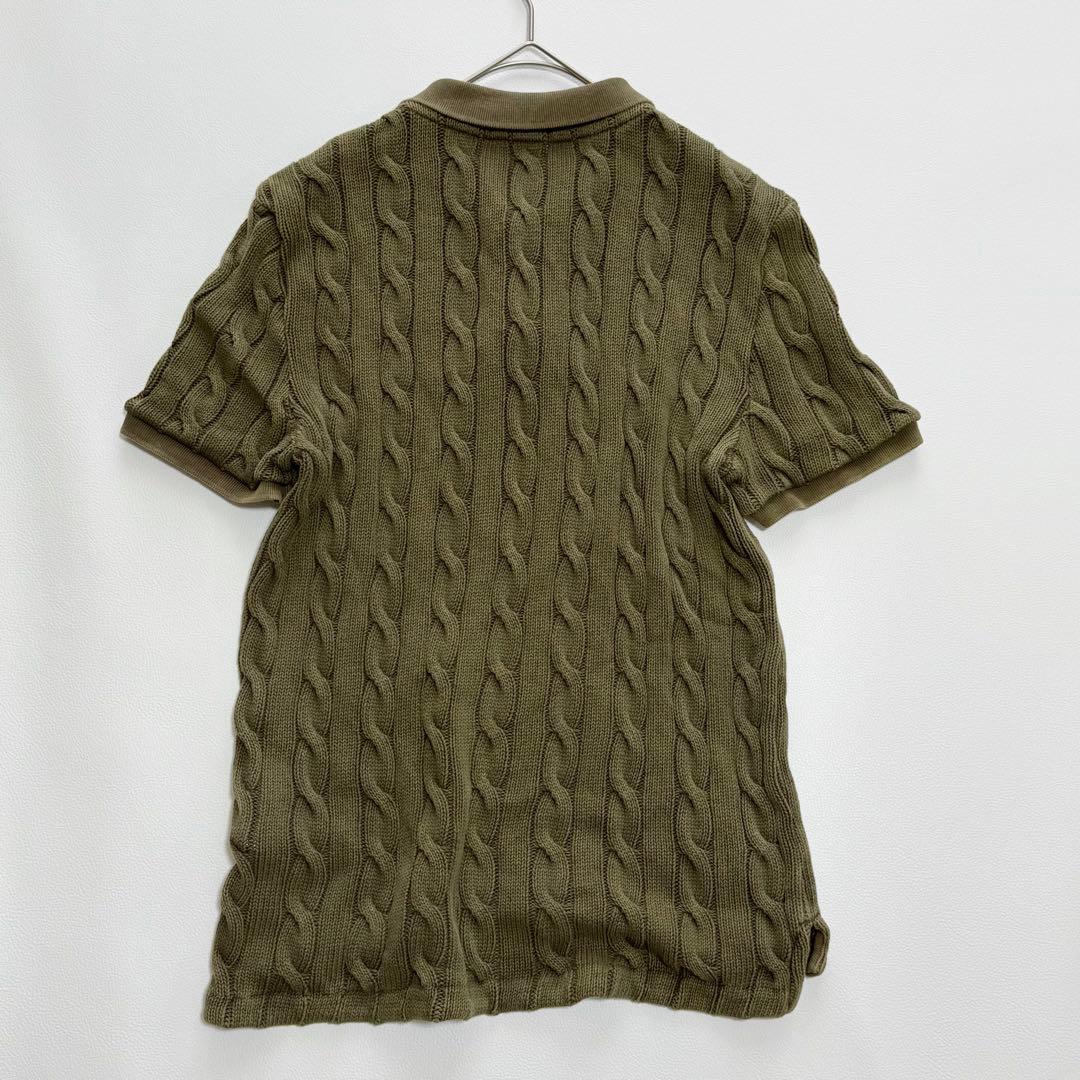 現行　POLO RALPH LAURENケーブルニットポロシャツ L オリーブ