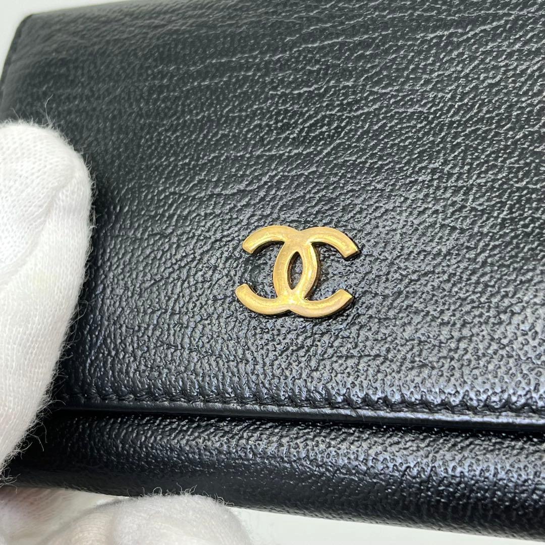 CHANEL キーケース 6連 ココマーク ロゴ金具 黒 ギャランティカード付き
