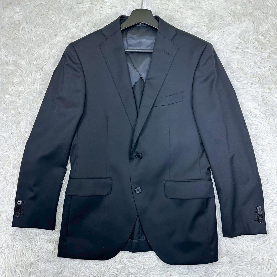 美品✨ ユニバーサルランゲージ カノニコ 3ピース ビジネススーツ 黒 44 S