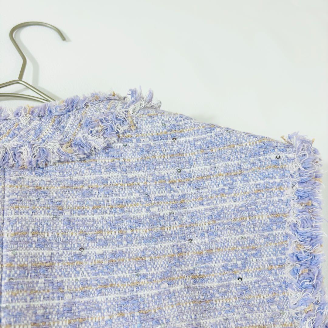 767 ボールジィ シークインツイード クルーネックジレ パープル 36