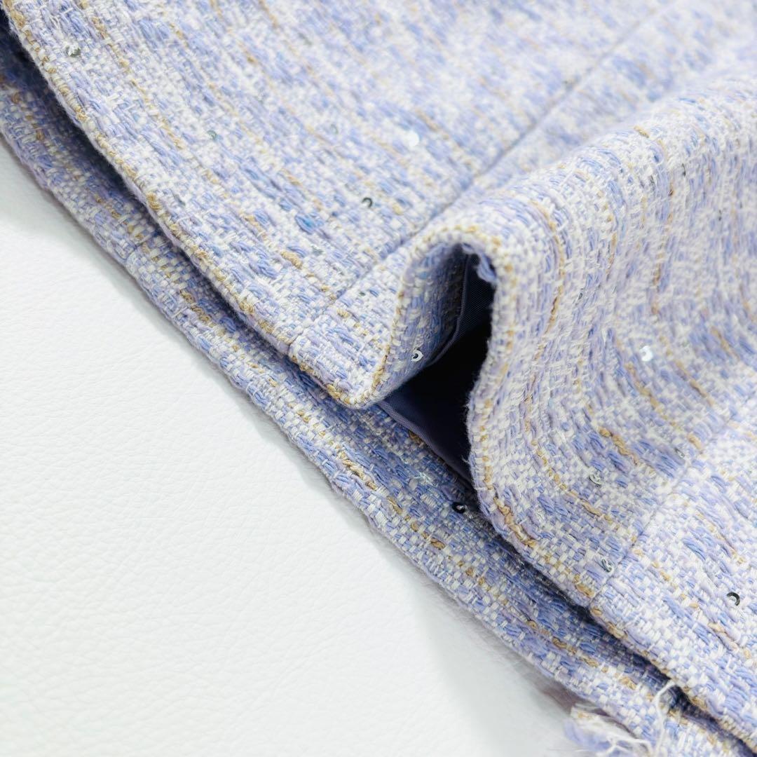 767 ボールジィ シークインツイード クルーネックジレ パープル 36