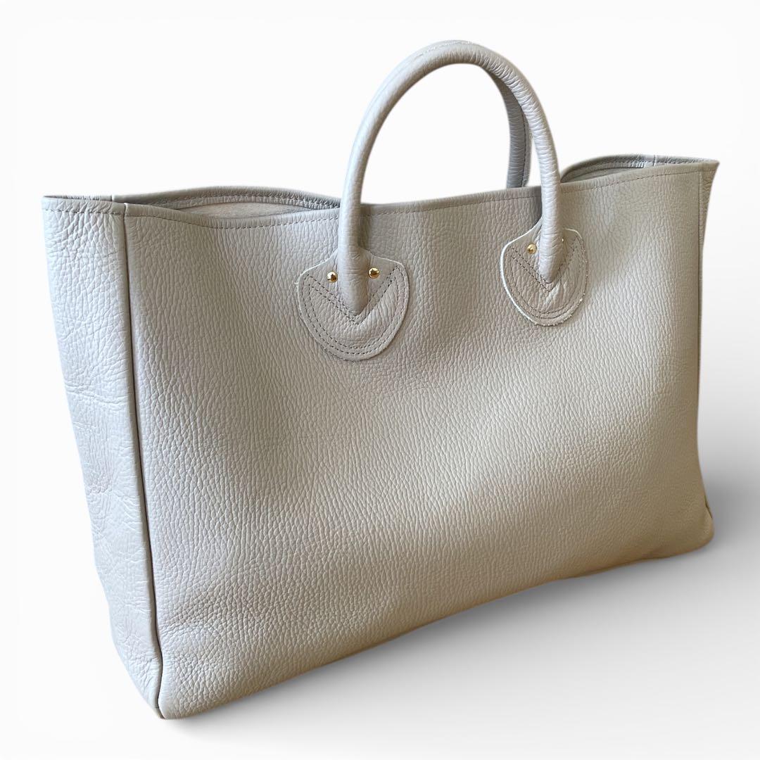 美品　ヤングアンドオルセン　エンボスレザーワイドトート　トートバッグ　ベージュ