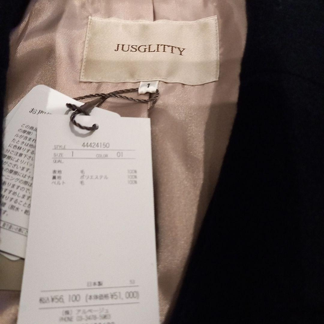 リボンベルト付ロングコート ジャスグリッティ 黒色 ブラック