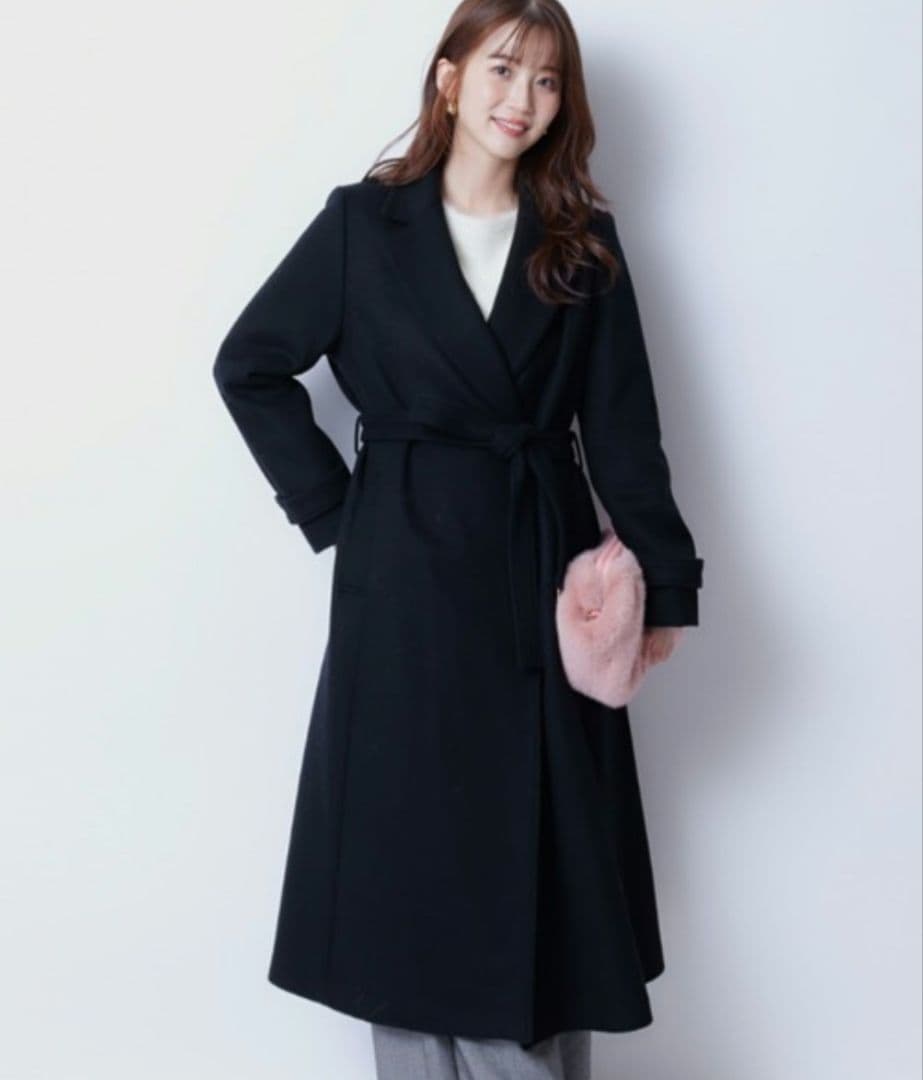 リボンベルト付ロングコート ジャスグリッティ 黒色 ブラック