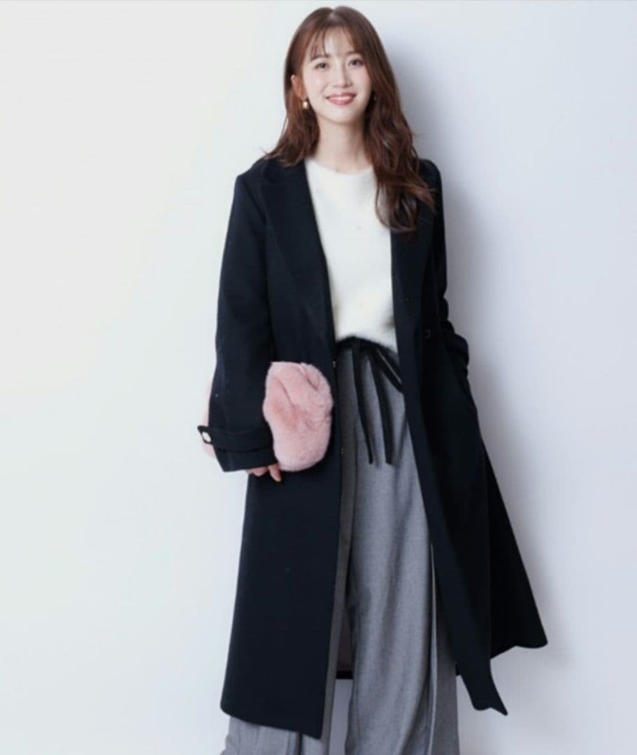 リボンベルト付ロングコート ジャスグリッティ 黒色 ブラック