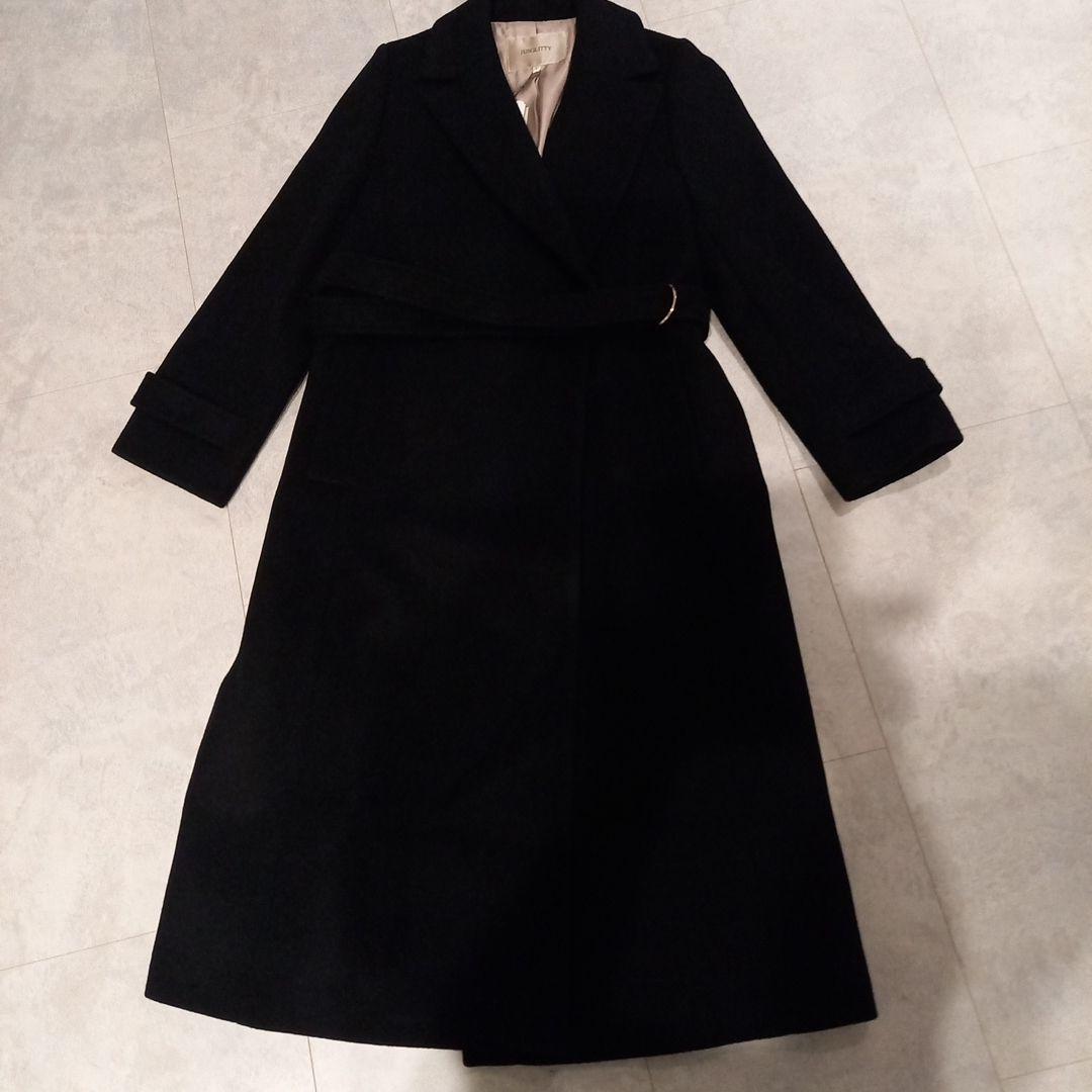 リボンベルト付ロングコート ジャスグリッティ 黒色 ブラック