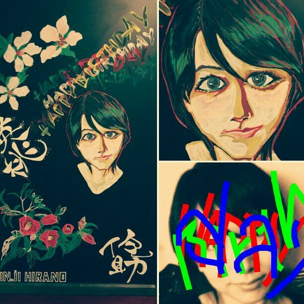 山桜桃と侘助(椿)似顔絵