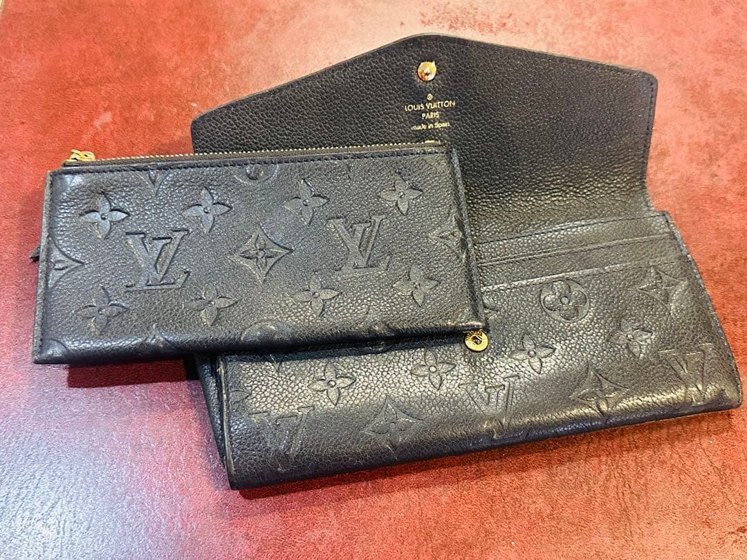 Louis Vuitton ブラックレザー長財布