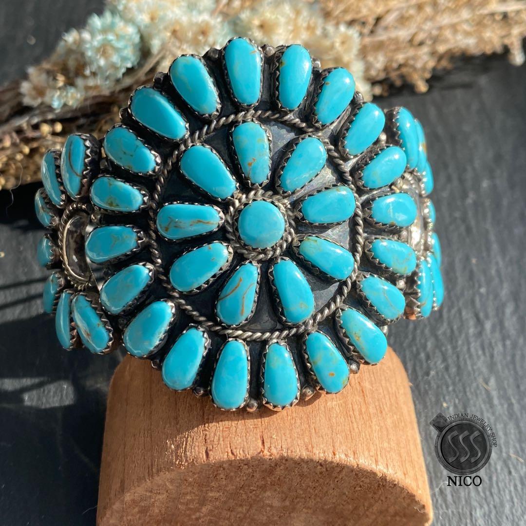 新品　ナバホ族　Navajo インディアンジュエリー　ターコイズ　バングル