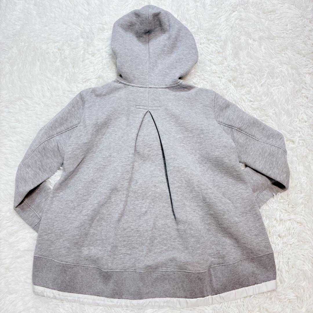 sacai サカイ スポンジスウェット パーカー フード付き フルジップ グレー