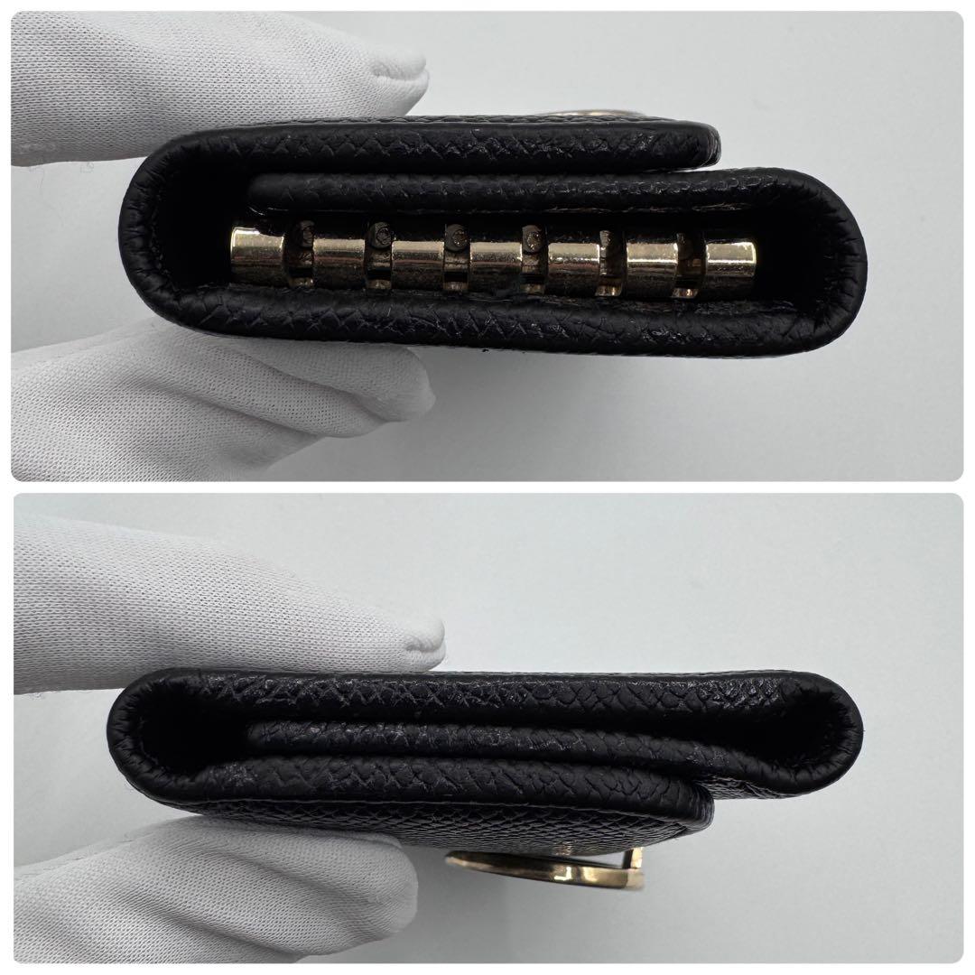 美品✨ブルガリ　6連　キーケース　ロゴクリップ　　レザー　ブラック