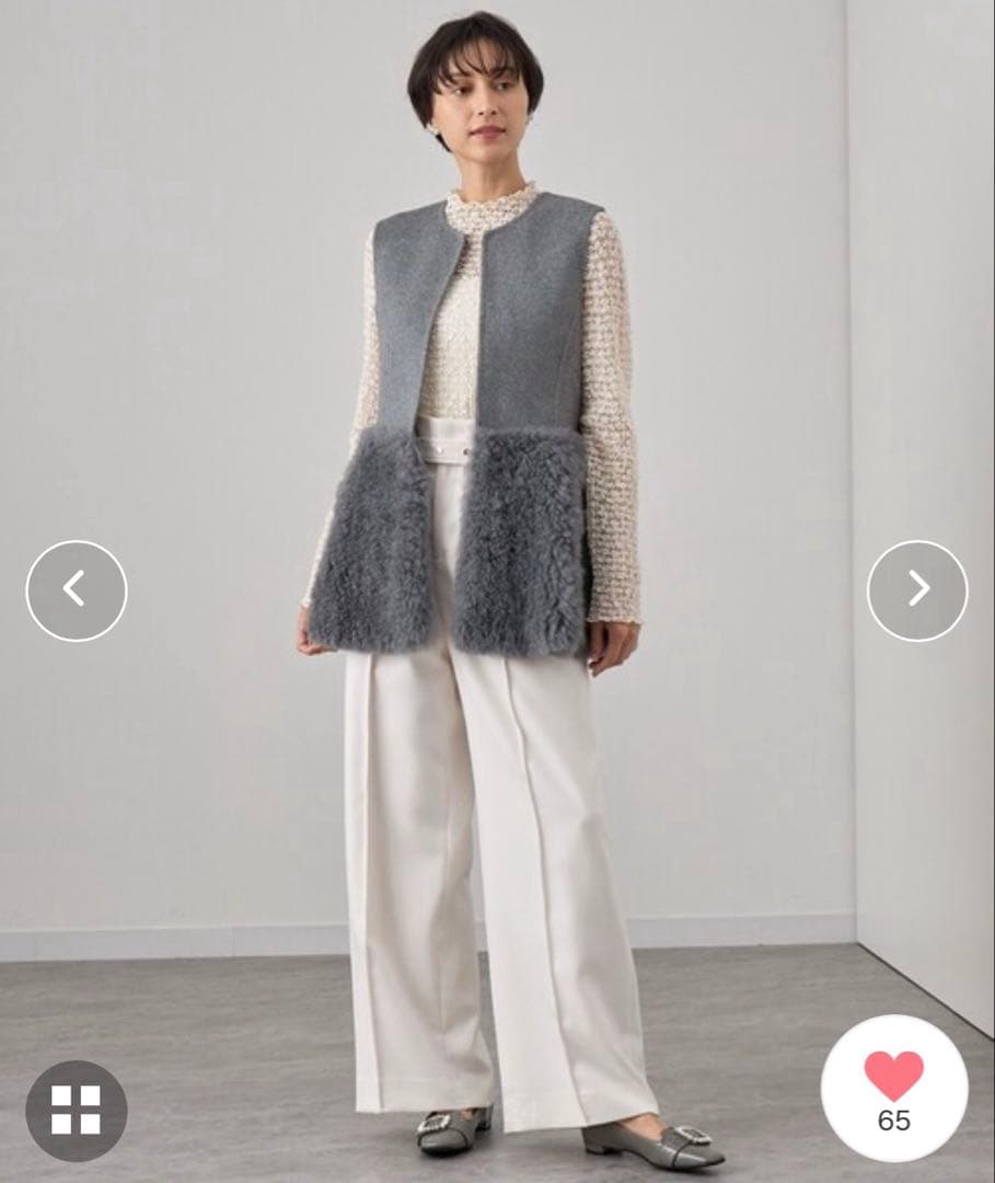 ANAYI アナイ ウールファーペプラムジレ