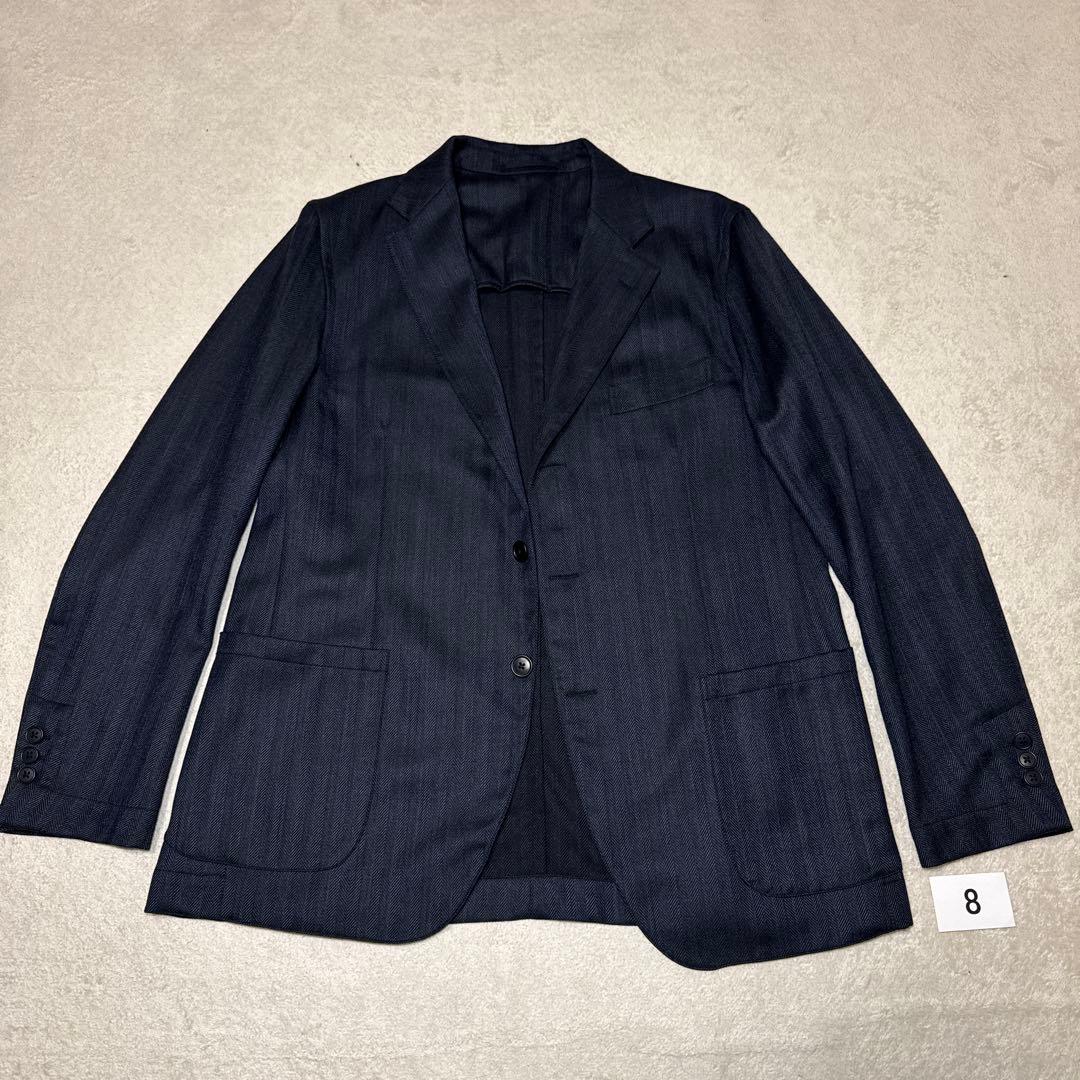 08 極美品　鎌倉シャツ　テーラードジャケット　ネイビー　XL