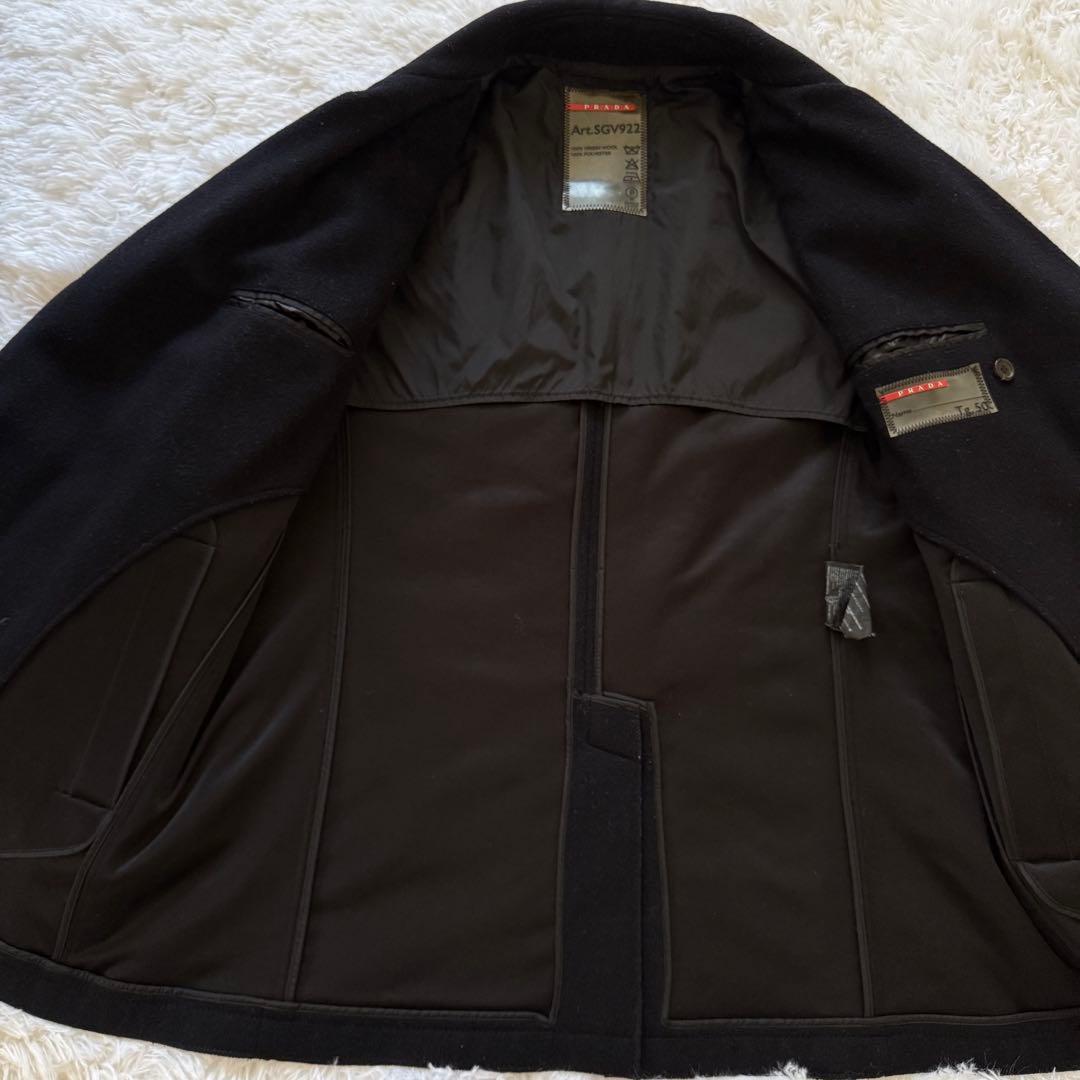 【美品】PRADA SPORTプラダ ウール ピーコート ブラックArchive