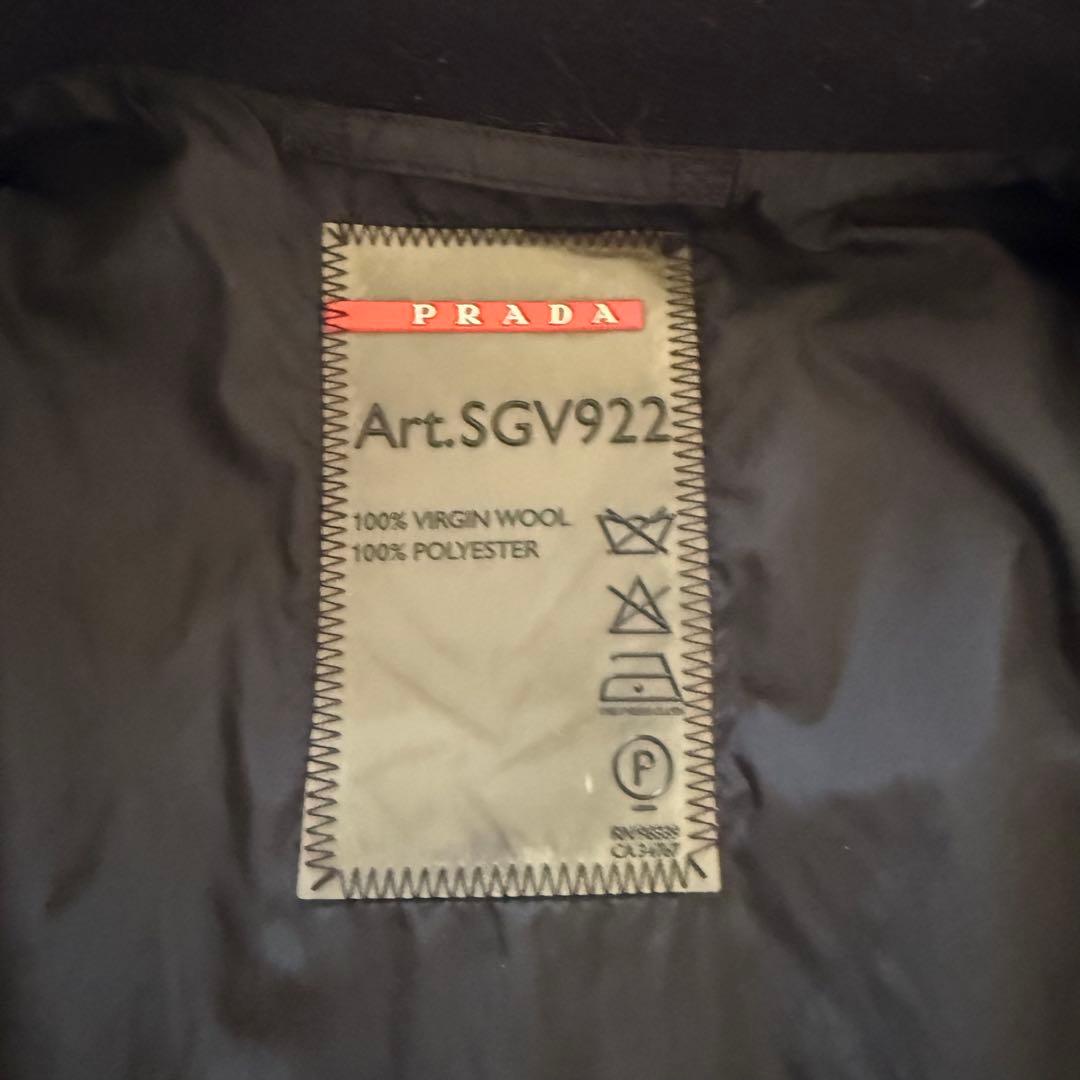【美品】PRADA SPORTプラダ ウール ピーコート ブラックArchive