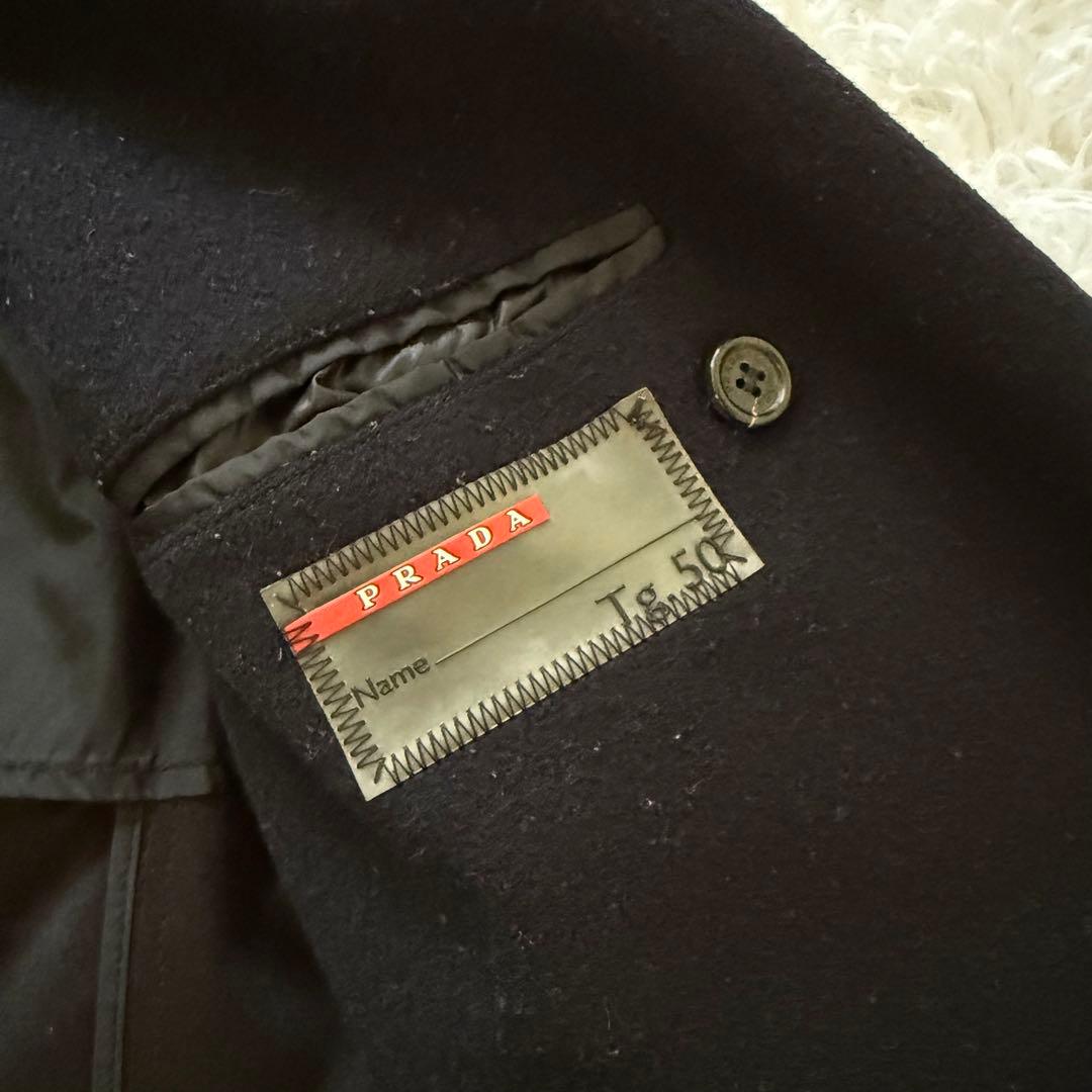 【美品】PRADA SPORTプラダ ウール ピーコート ブラックArchive