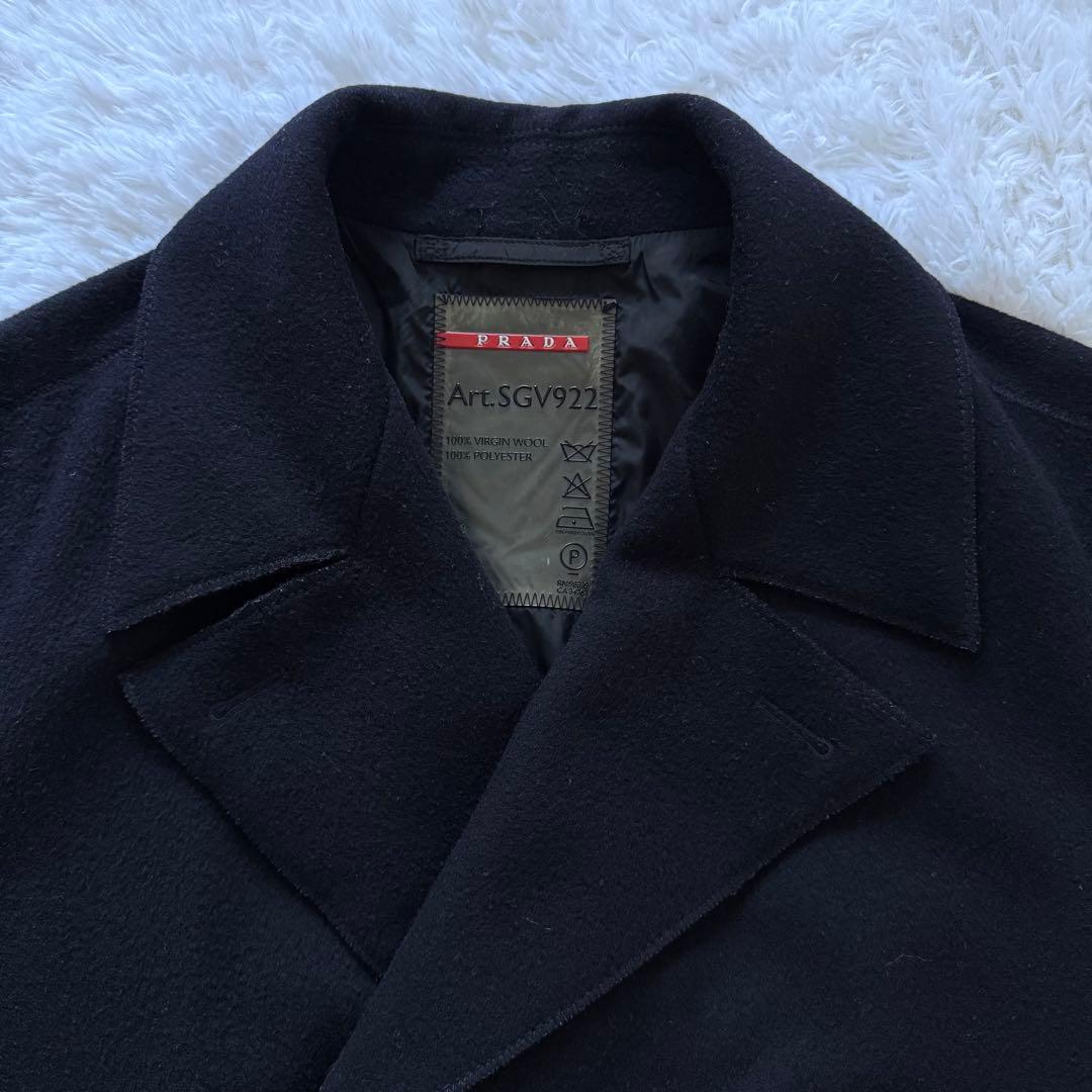 【美品】PRADA SPORTプラダ ウール ピーコート ブラックArchive