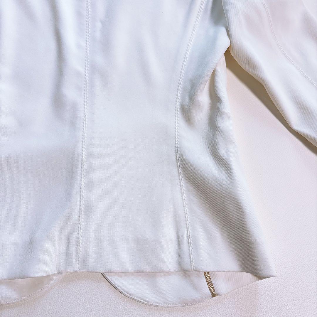 ちい　Beige/ベイジ ノーカラージャケット 白　ホワイト　S相当