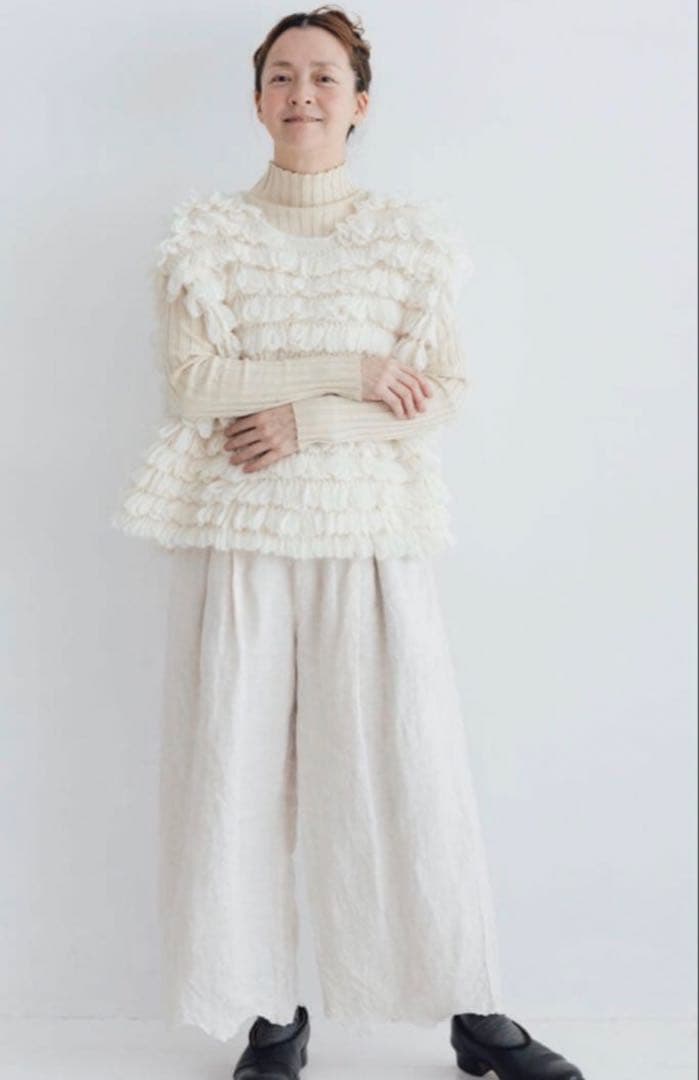 Ecru et Pousse Gauze# ハンドニットベスト新品未使用