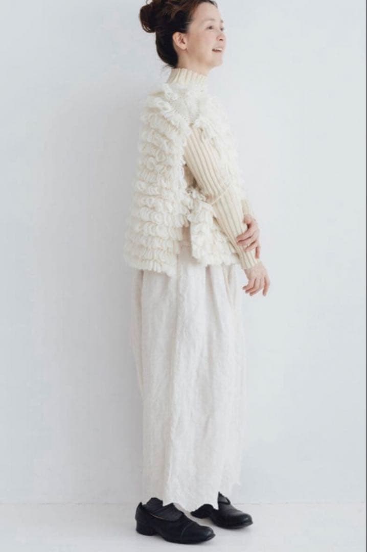 Ecru et Pousse Gauze# ハンドニットベスト新品未使用