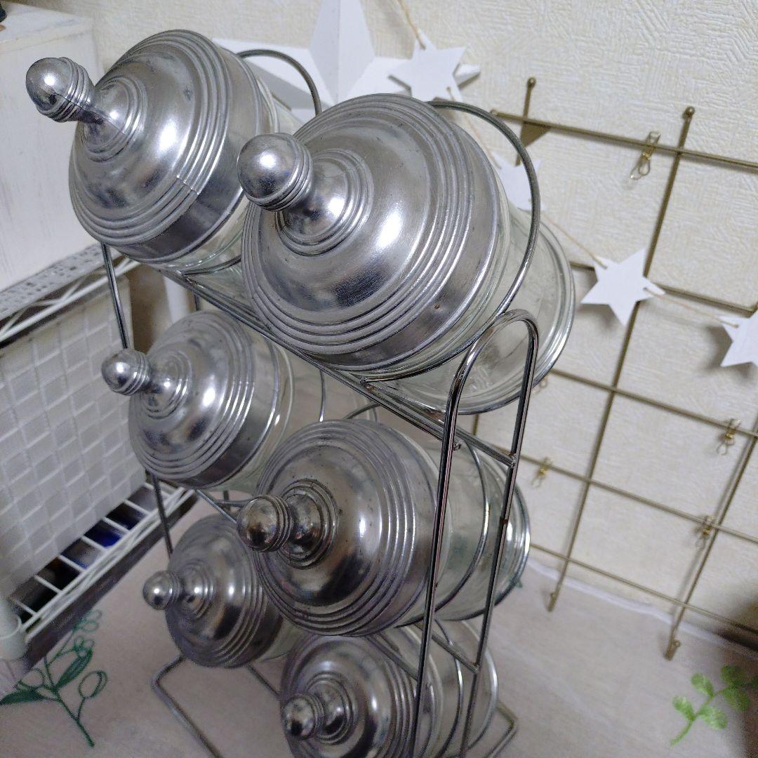 ダルトンガラス瓶・キャニスター 6個セット スタンド付き