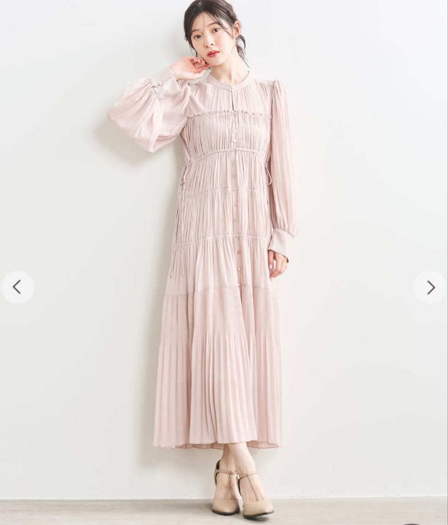 COCO DEAL ギャザードロストティアードワンピース　ピンク