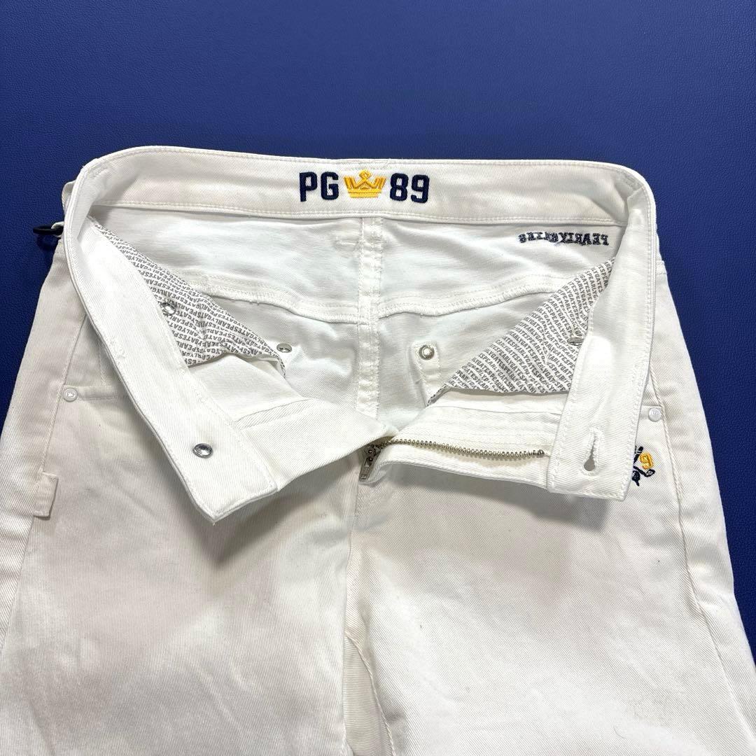 パーリーゲイツ　ロングパンツ　0/S ホワイト　バックロゴ　刺繍　通年仕様