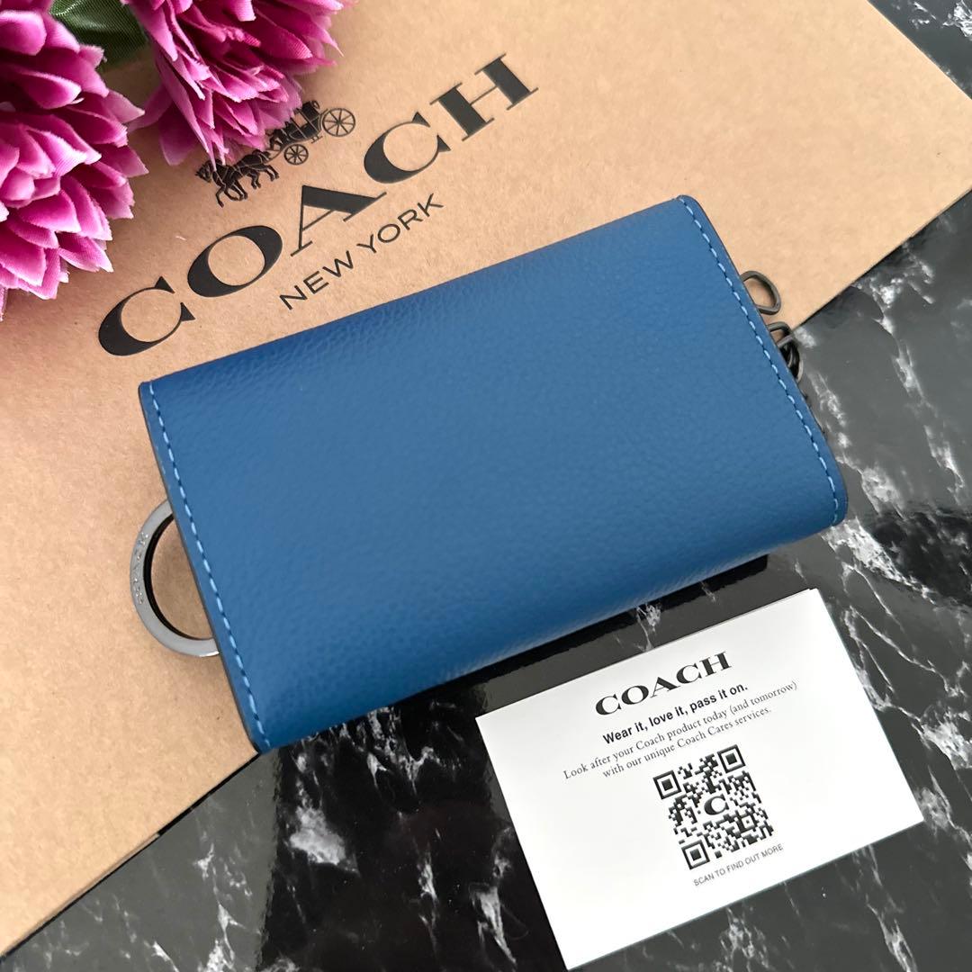 新品 COACH コーチ キーケース ブルー メンズ レディース