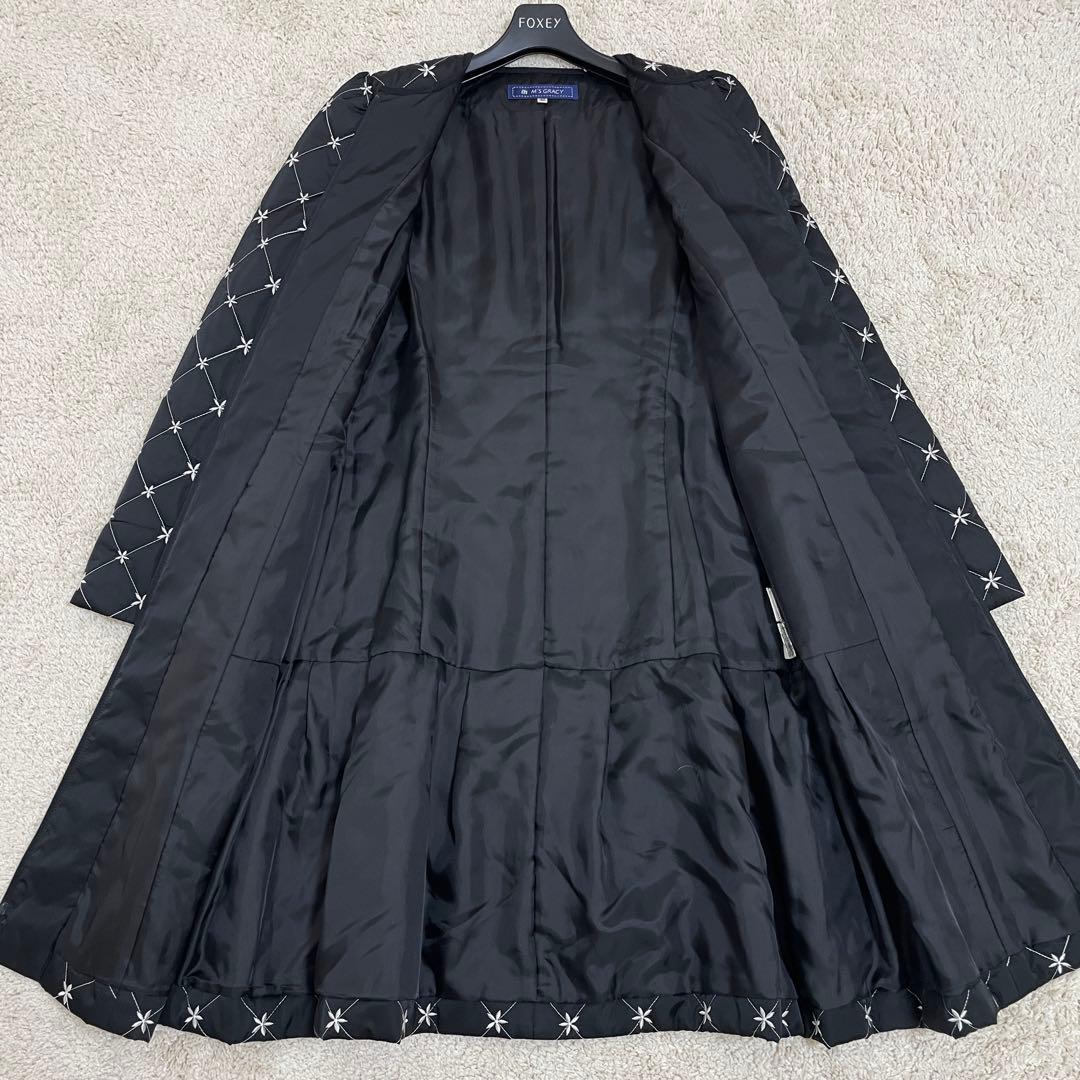 美品♡ エムズグレイシー キルティング 中綿 ロングコート チャーム 黒 40