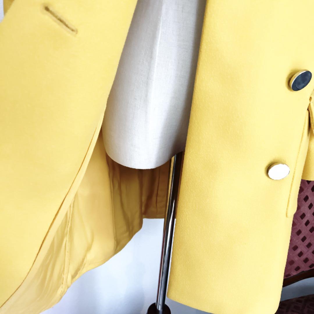 美品　GUCCIグッチ　ウール　ダブルブレスト　コート　イエロー　シルバー　ロゴ