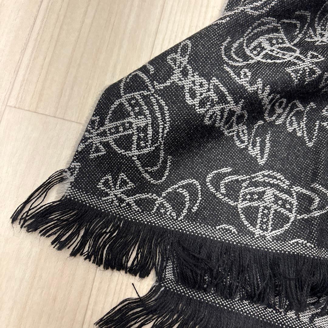 ☆ ヴィヴィアンウエストウッド マフラー オーブ 総柄 ブラック グレー