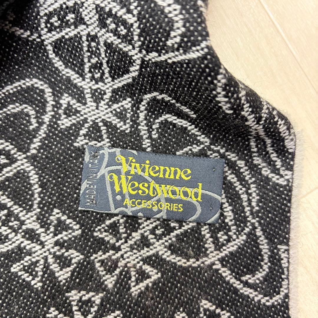 ☆ ヴィヴィアンウエストウッド マフラー オーブ 総柄 ブラック グレー