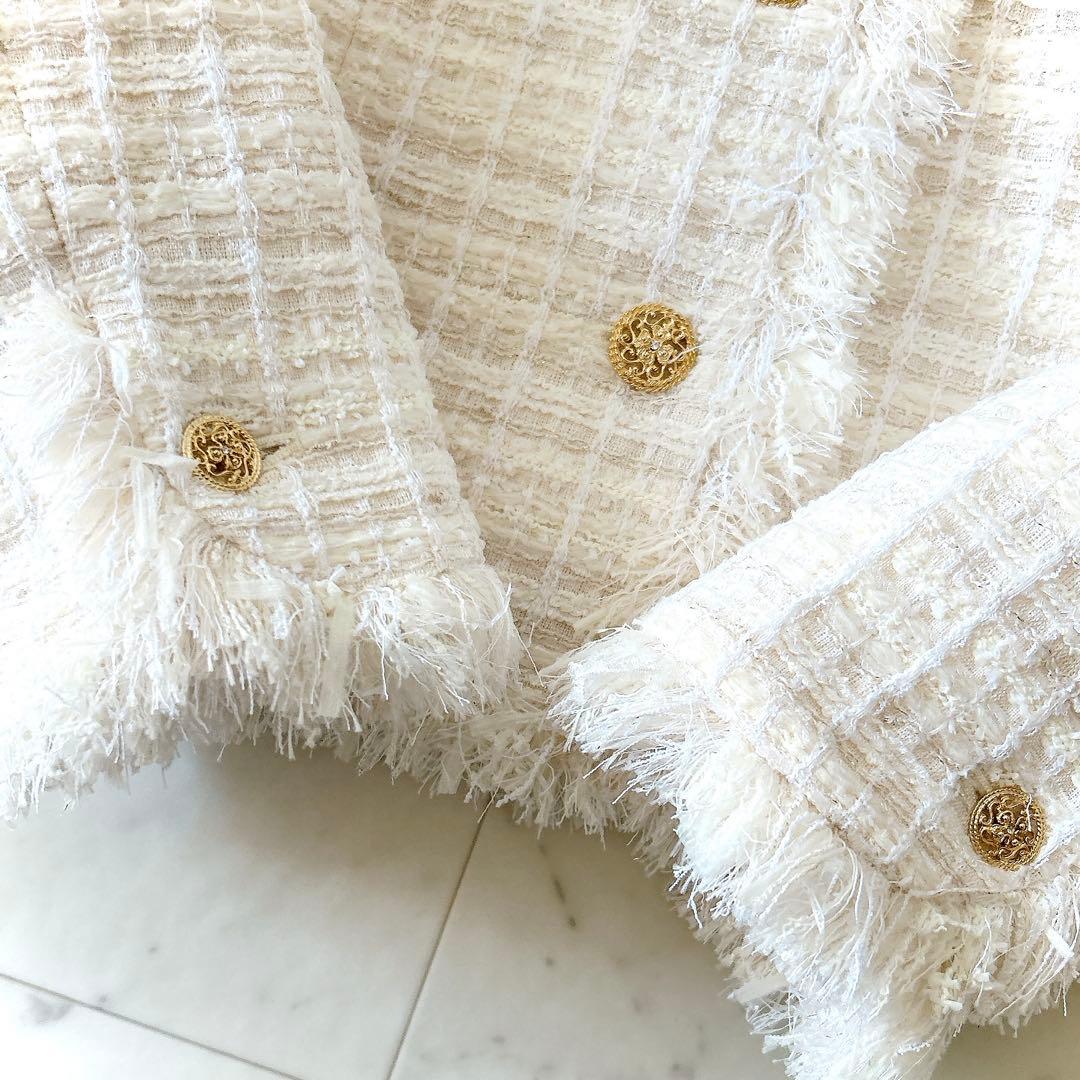 美品 ダーマコレクション 13R コットン ウール ツイードジャケット 金ボタン