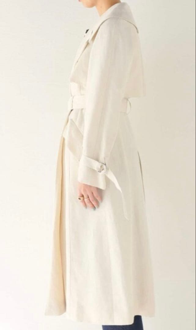 美品✨サヤカデイヴィス 定価14万 トレンチコート リネン ホワイト ベルト付き