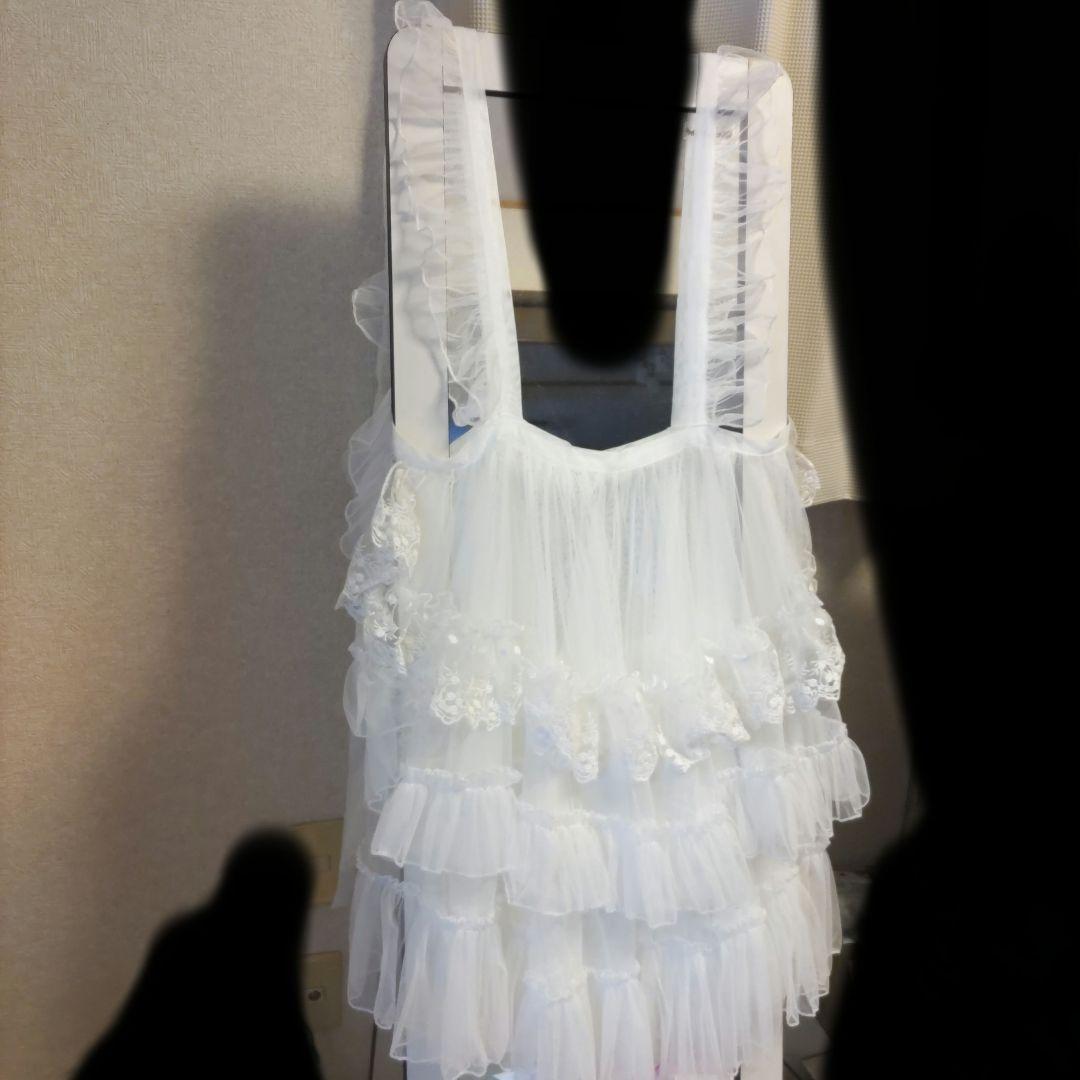 ホワイトチュールフリルフリルエプロンdroptosaintMaria