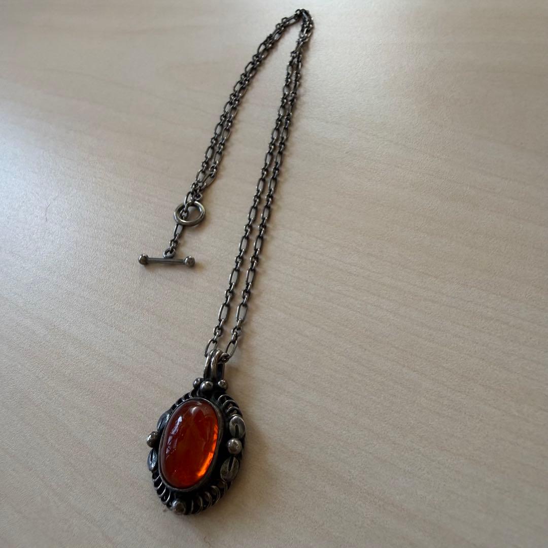 ジョージジェンセン イヤーペンダント 1995 アンバー・琥珀 ネックレス