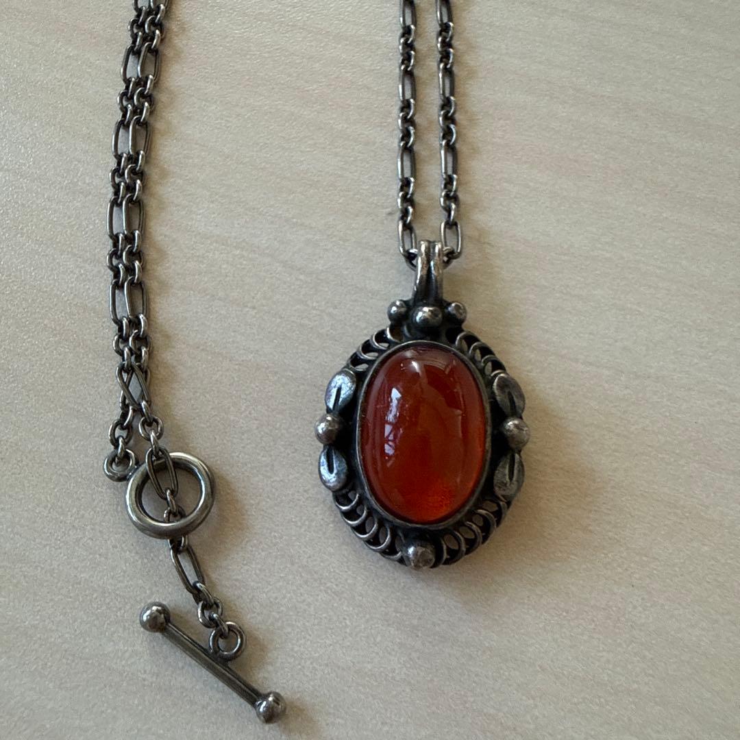 ジョージジェンセン イヤーペンダント 1995 アンバー・琥珀 ネックレス