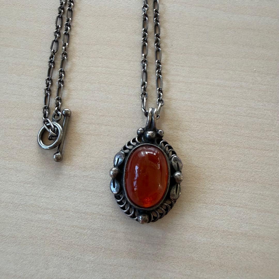 ジョージジェンセン イヤーペンダント 1995 アンバー・琥珀 ネックレス