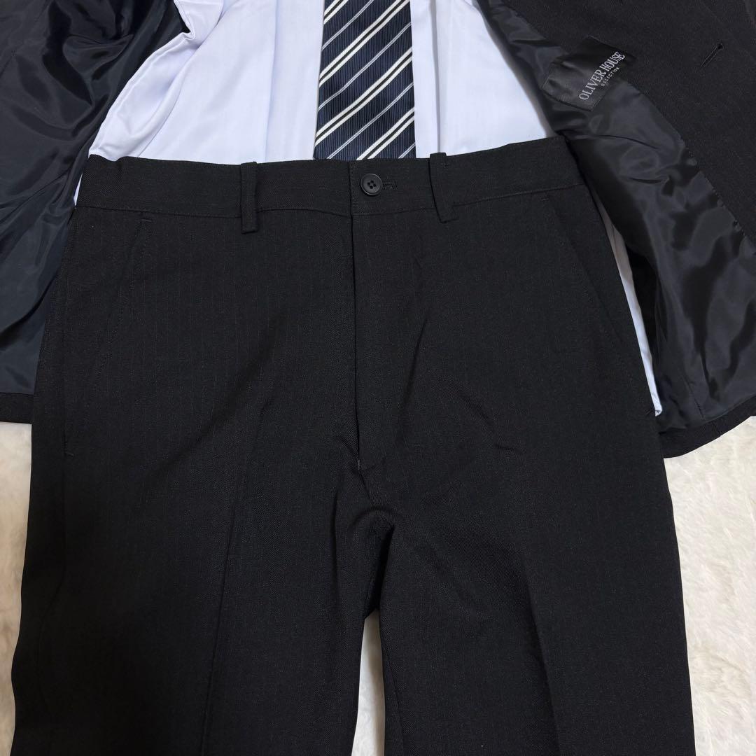 オリバーハウス 黒ストライプ 男児150 セレモニースーツ 5点セット 卒入学式