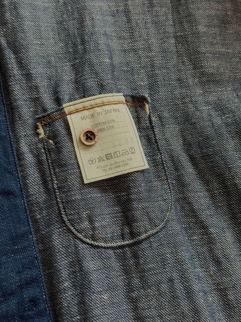 45R デニムシャツ ロング ワンピース／インディゴ／ユニセックス／日本製