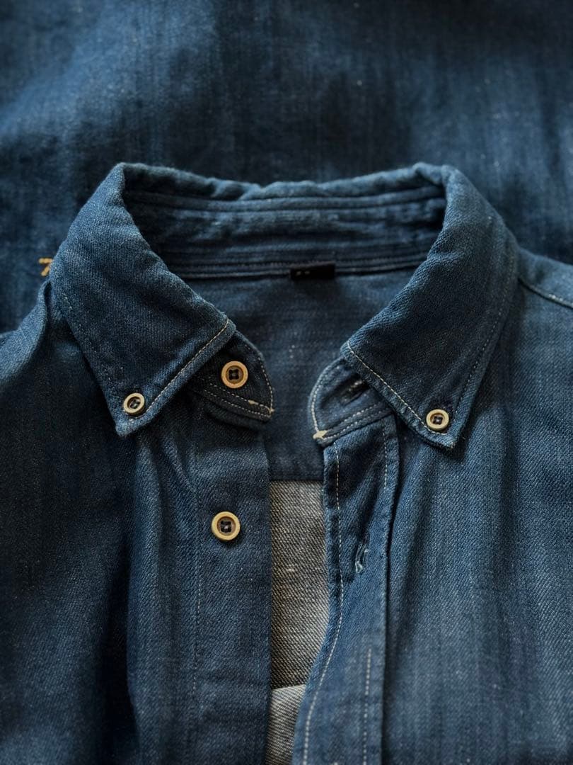 45R デニムシャツ ロング ワンピース／インディゴ／ユニセックス／日本製