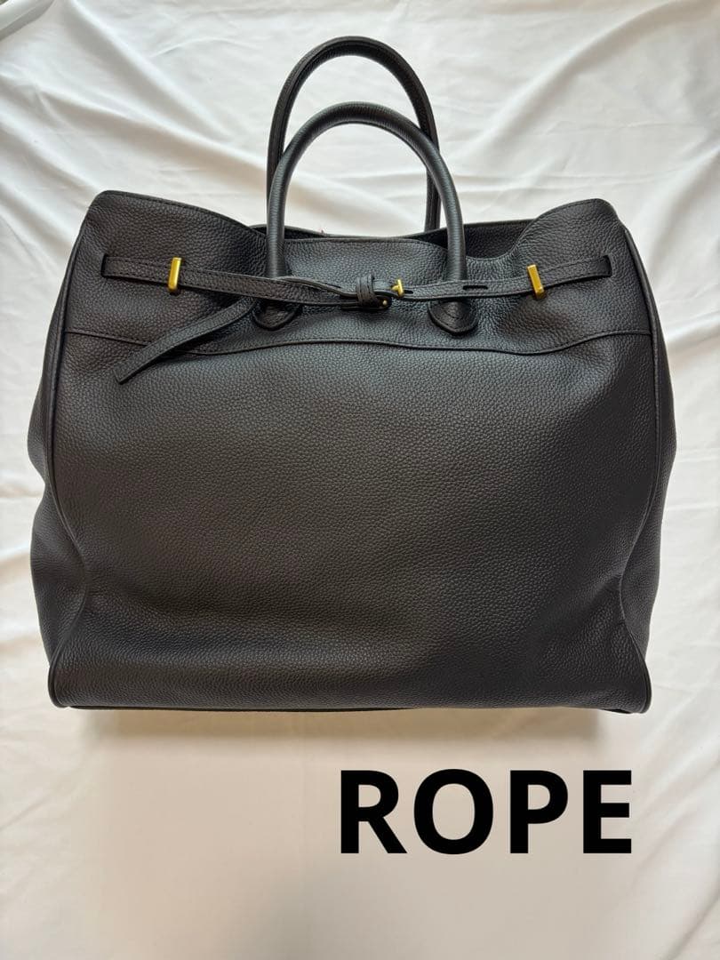 ROPE ロペ【A4対応】リアルレザーナローベルトトートバッグ ブラック