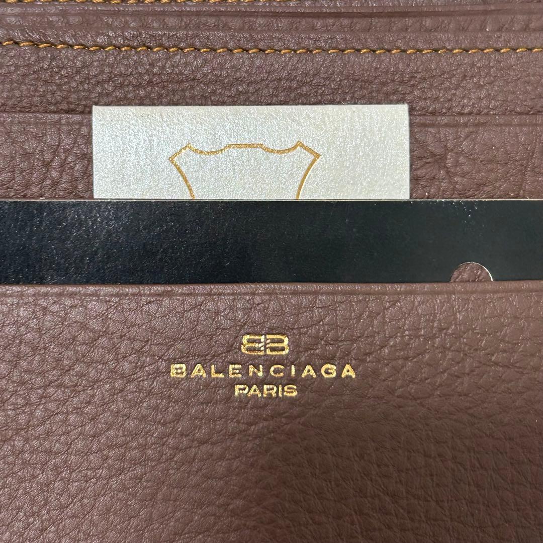 【新品未使用✨ヴィンテージ感】バレンシアガ　二つ折り財布　ブラウン　本革　正規品
