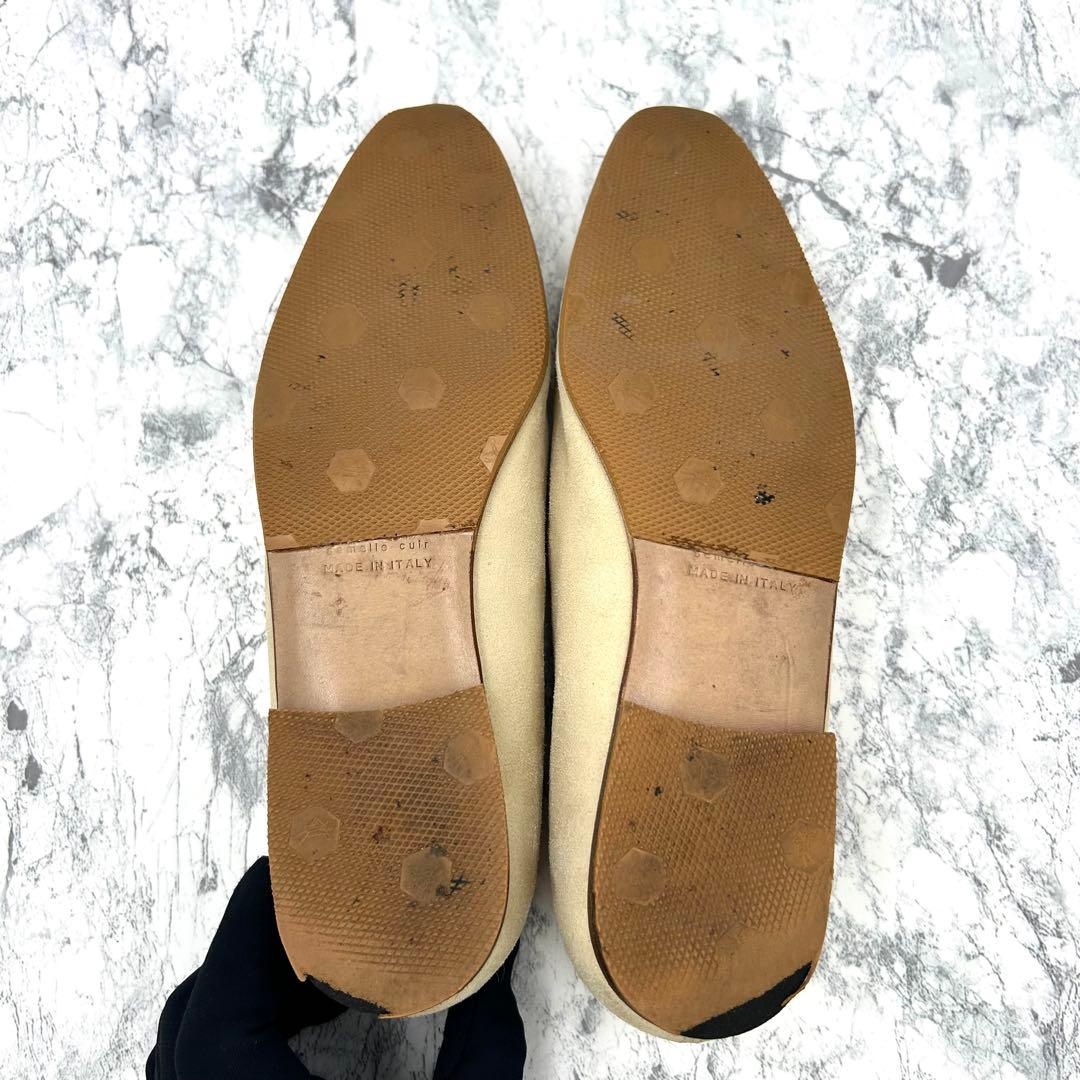 エルメス　パンプス　モカシン　マンドリン　刺繍　スウェード　24cm