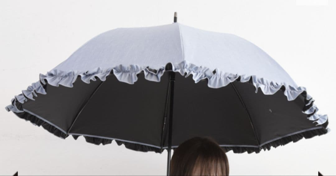 サンバリア100　フリル　フロスト　Mサイズ　 日傘　完全遮光