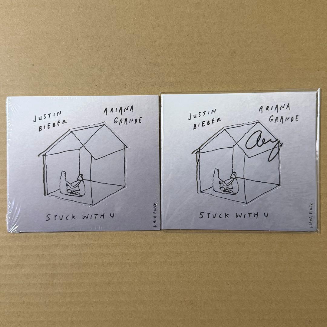 stuck with u ジャスティンビーバー アリアナグランデ サイン入りCD