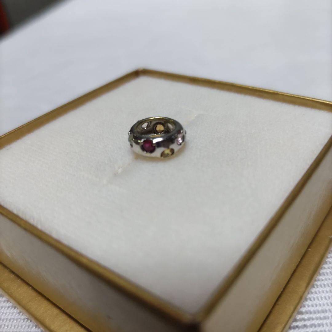 Ｋ18WG　【 天然石６色】 リング形　チャーム　【週末値下価格】