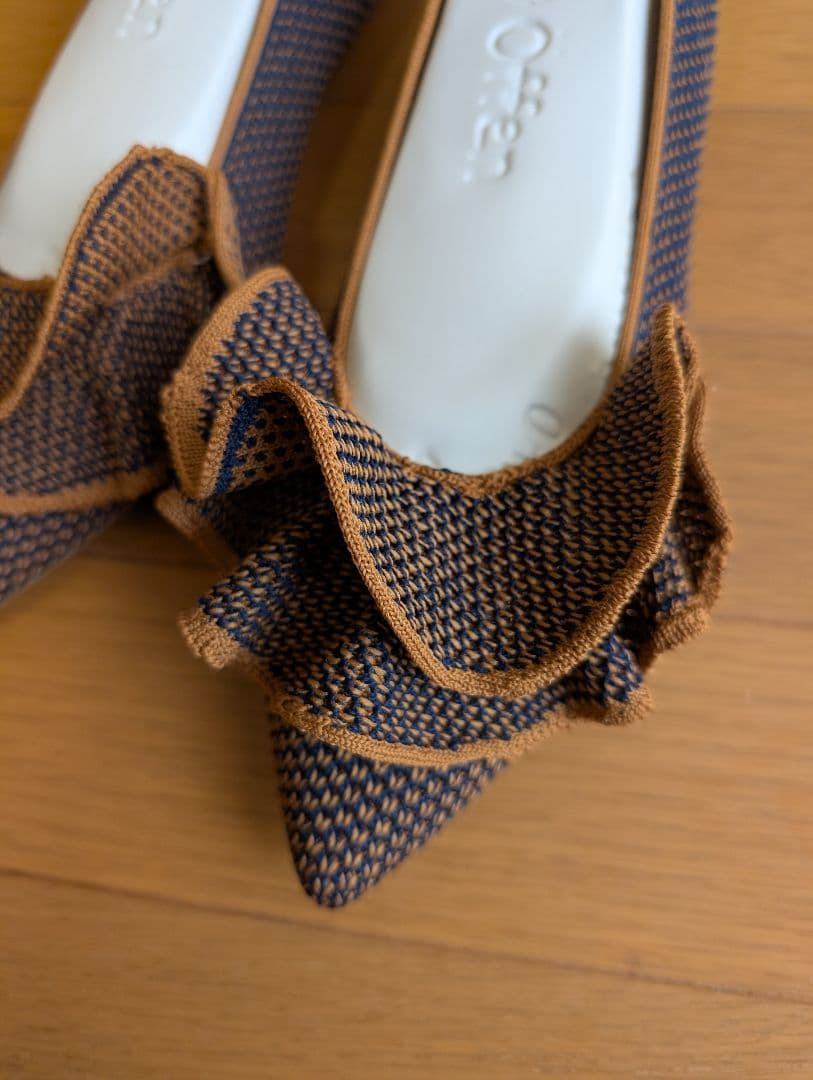 新品未使用 Offen フリル付きフラットシューズ ネイビー 40